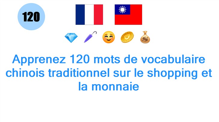 Apprenez 120 mots de vocabulaire chinois traditionnel sur le shopping et la monnaie